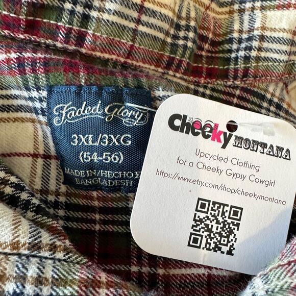 Drinking Solution Plaid Flannel Shirt 3XL Oversize Unique Upcycled Geekcore Chem - Picture 5 of 6